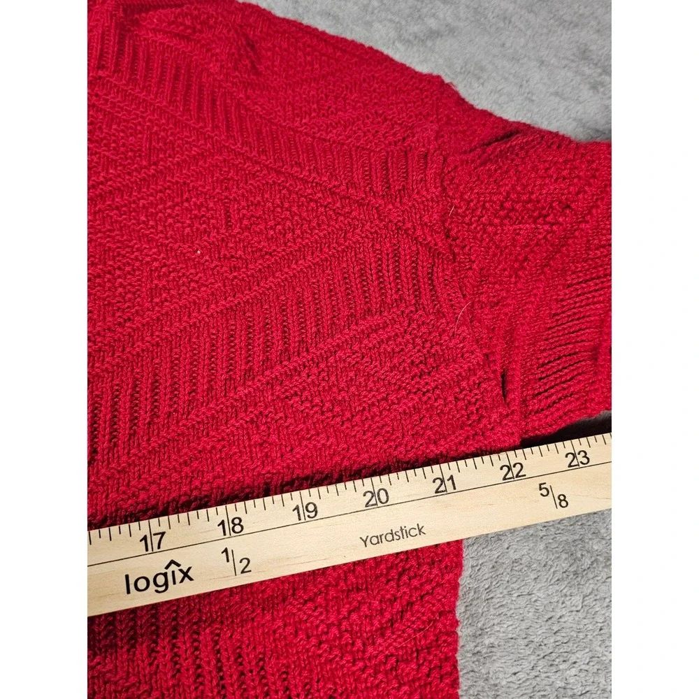 Vintage Janzen USA Red Textured Knit Sweater Men's L Geometric Crewneck 90s y2k